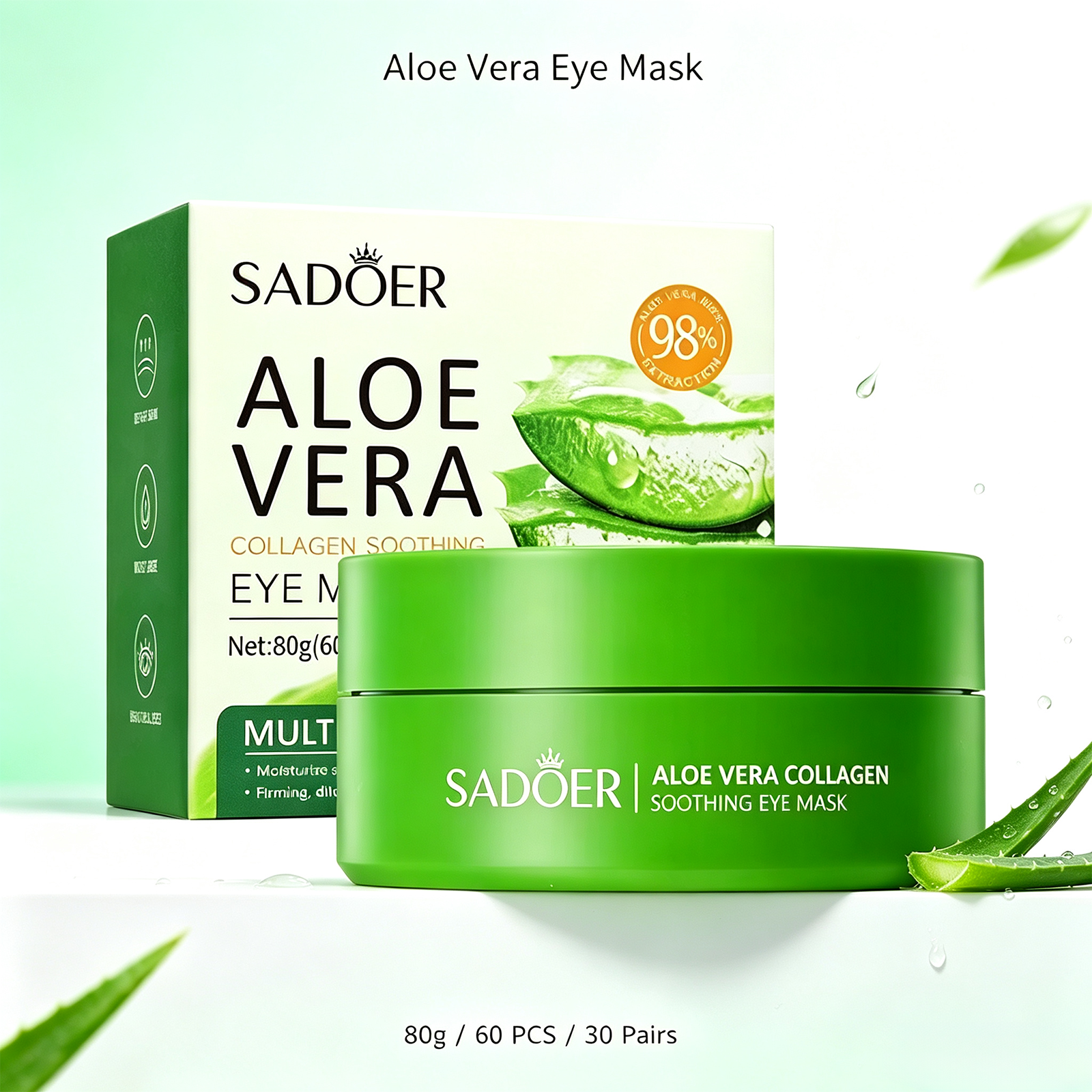 Sheet Mask Collagen - SAODER 60Pcs Aloe Vera Collagen Eye