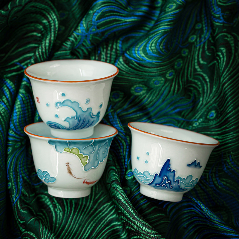 Hand-painted Kung Fu Tea Cup,  - Celadon Ceramic Cup avis et prix