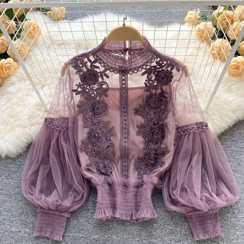 2Pcs/Set Lace Puff Long Sleeve - Korean Lifestyle avis et prix