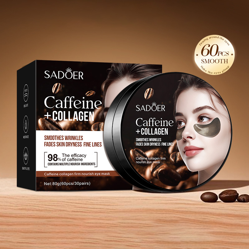 60pcs SADOER Caffeine Crystal  - Sheet Mask Collagen avis et prix