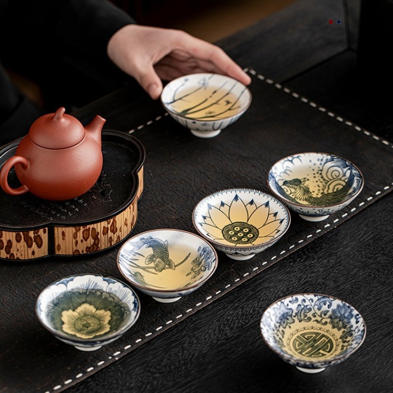 10pcs/box Blue and White Porce - Celadon Ceramic Cup avis et prix