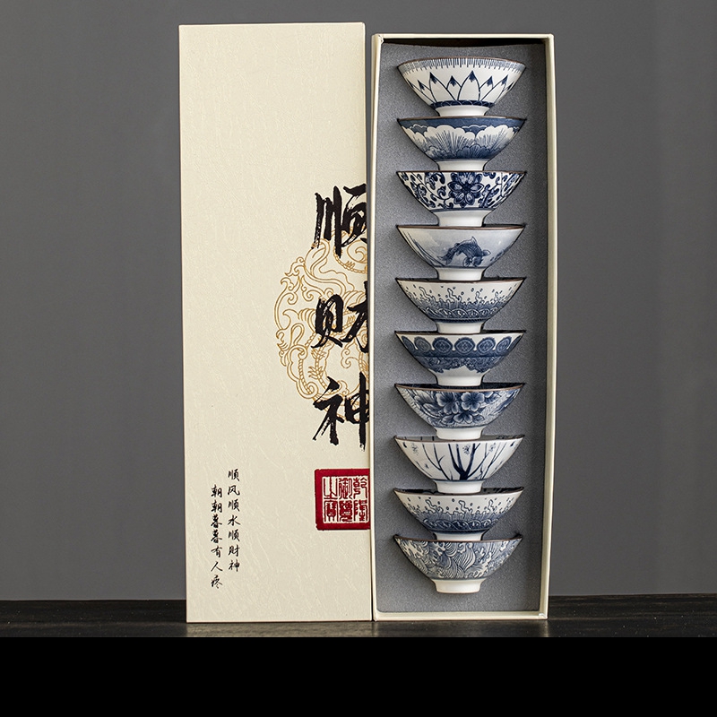 10pcs/box Blue and White Porce - Celadon Ceramic Cup avis et prix